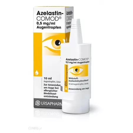 Azelastin COMOD krople do oczu 0,5mg/10ml x 1 sztuka krople do oczu na alergię URSAPHARM POLAND SP.Z O.O.