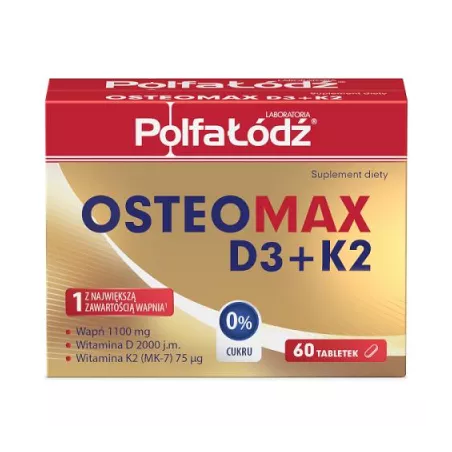 OsteoMax D3+K2 tabletki x 60 tabletek osteoporoza LABORATORIA POLFA ŁÓDŹ SP. Z O.O.