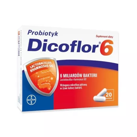 Dicoflor 6 dla dorosłych x 20 kapsułek probiotyki na trawienie BAYER SP. Z O.O.