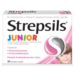 Strepsils Junior Bez cukru truskawkowy x 24 pastylek ból gardła RECKITT BENCKISER POLAND S.A.