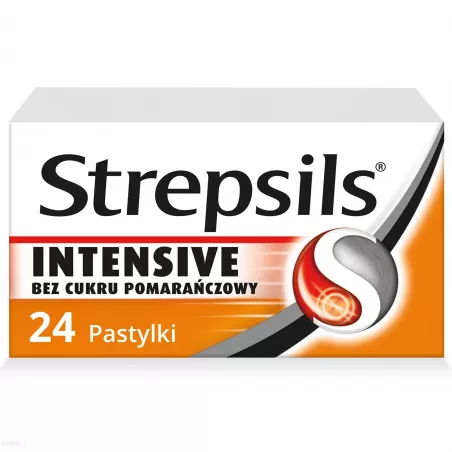 Strepsils Intensive Bez cukru pomarańczowy x 24 pastylek preparaty lecznicze bez cukru RECKITT BENCKISER POLAND S.A.