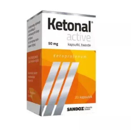 Ketonal Active kapsułek twardych 50 mg x 20 kapsułek tabletki przeciwbólowe SANDOZ GMBH