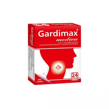 Gardimax Medica tabletki do ssania bez cukru x 24 tabletek leki na ból gardła i chrypkę TACTICA PHARMACEUTICALS SP. Z O.O.