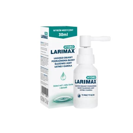 Larimax Hydro spray x 30ml + aplikator leki na ból gardła i chrypkę TACTICA PHARMACEUTICALS SP. Z O.O.