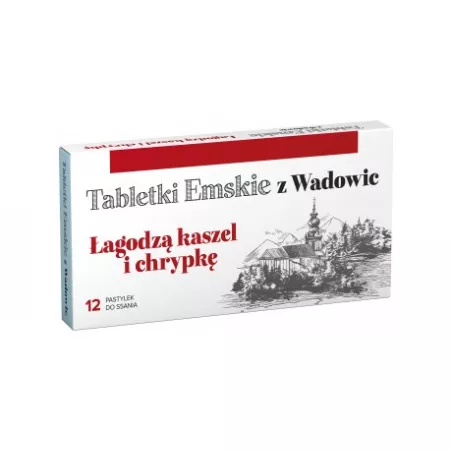 Tabletki Emskie z Wadowic do ssania x 12 pastylek leki na kaszel POLSKI LEK