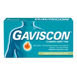 Gaviscon o smaku mięty x 16 tabletek wrzody żołądka, zgaga, refluks RECKITT BENCKISER POLAND S.A.