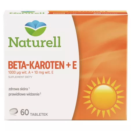 Naturell Beta-Karoten + E tabletki x 60 tabletek suplementy na skórę włosy i paznokcie USP ZDROWIE SP. Z O.O