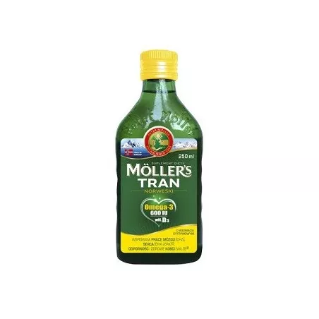 Möllers tran norweski 250 ml smak cytrynowy trany i oleje ORKLA CARE S.A.