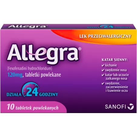 Allegra 120 x 10 tabletek tabletki na alergię SANOFI AVENTIS SP. Z O.O.