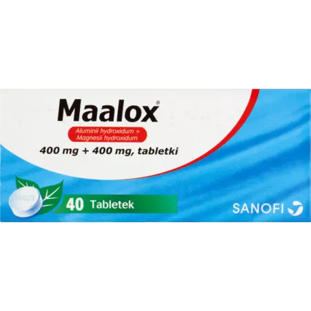 Maalox tabletki 400mg+400mg x 40 tabletek wrzody żołądka, zgaga, refluks SANOFI AVENTIS SP. Z O.O.