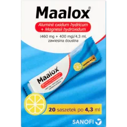 Maalox zawiesina doustna 4.3ml x 20 torebek wrzody żołądka, zgaga, refluks SANOFI AVENTIS SP. Z O.O.