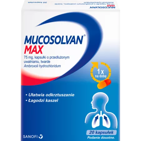 Mucosolvan Max 75mg kapsułki x 20 kapsułek leki na kaszel SANOFI AVENTIS SP. Z O.O.