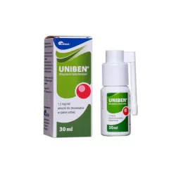 Uniben aerozol 1,5mg/ml x 30 ml leki na ból gardła i chrypkę ZAKŁADY FARMACEUTYCZNE "UNIA" SPÓŁDZIELNIA PRACY