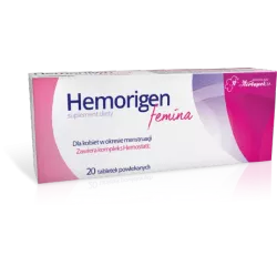 Hemorigen femina x 20 tabletek stłuczenia i siniaki WROCŁAWSKIE ZAKŁADY ZIELARSKIE "HERBAPOL" S.A.