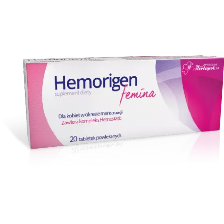Hemorigen femina x 20 tabletek stłuczenia i siniaki WROCŁAWSKIE ZAKŁADY ZIELARSKIE "HERBAPOL" S.A.