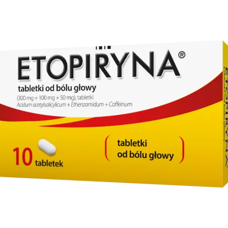 Etopiryna tabletki 300mg+50mg+100m x 10 tabletek tabletki przeciwbólowe ZAKŁADY FARMACEUTYCZNE POLPHARMA S.A.