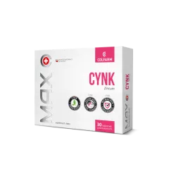 Colfarm Max Cynk 10mg tabletki powlekane x 30 tabletek Skóra Włosy i paznokcie ZAKŁADY FARM. COLFARM