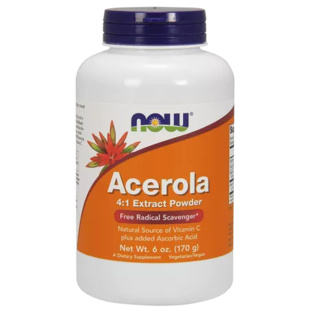 Now Foods Acerola Extract 4:1 ( naturalna witamina C ) proszek x 170 g  ( data ważności 30.06.2024 r.) Zioła na odporność NOW...
