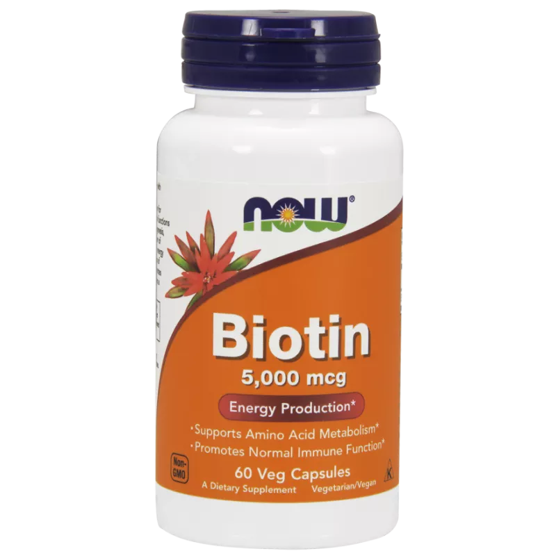 NOW FOODS Now Foods Biotin 5000 mcg ( Biotyna 5mg ) x 60 kapsułek — Składniki i ocena