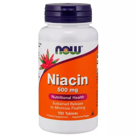 Now Foods Niacin ( Witamina B3 ) 500mg x 100 tabletek/kapsułek Sprawny umysł NOW FOODS