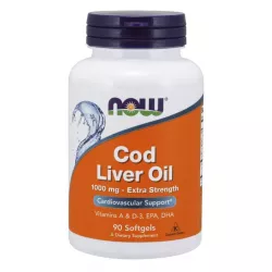 Now Foods Cod Liver Oil ( Tran Olej z wątroby dorsza ) 1000mg x 90 kapsułek ( data ważności 30.08.2025 ) trany i oleje NOW FOODS