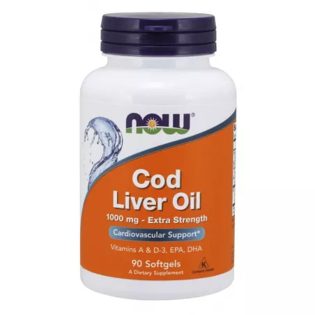 Now Foods Cod Liver Oil ( Tran Olej z wątroby dorsza ) 1000mg x 90 kapsułek trany i oleje NOW FOODS