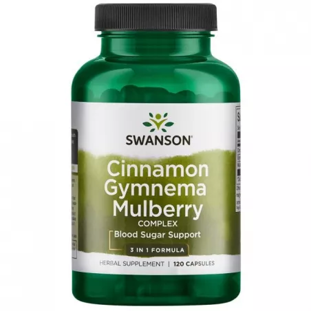 SWANSON Cynamon, Gymnema, Morwa x 120 kapsułek regulacja poziomu cukru Swanson