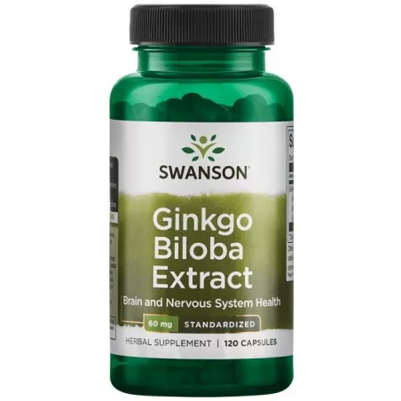 SWANSON Ginkgo Biloba ekstract 60 mg x 120 kapsułek Pamięć i koncentracja Swanson