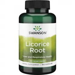 SWANSON Lukrecja korzeń 450mg x 100 kapsułek wrzody żołądka, zgaga, refluks Swanson