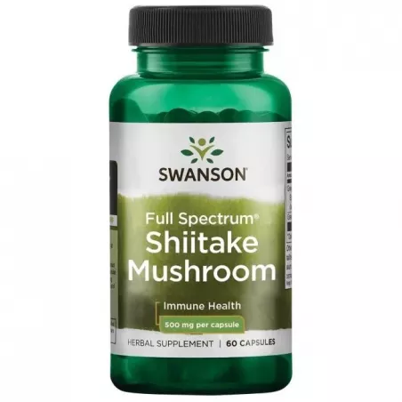 SWANSON Shiitake Mushroom 500mg x 60 kapsułek ( data ważności 31.04.2024 r.) leki i suplementy na cholesterol Swanson