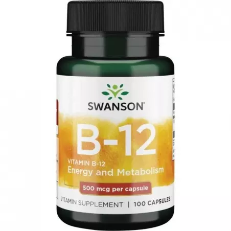 SWANSON Witamina B12 500 mcg x 100 kapsułek witaminy z grupy B Swanson
