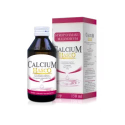 Calcium Hasco syrop malinowy 150 ml syropy na alergię PRZEDSIĘBIORSTWO PRODUKCJI FARMACEUTYCZNEJ HASCO-LEK S.A.