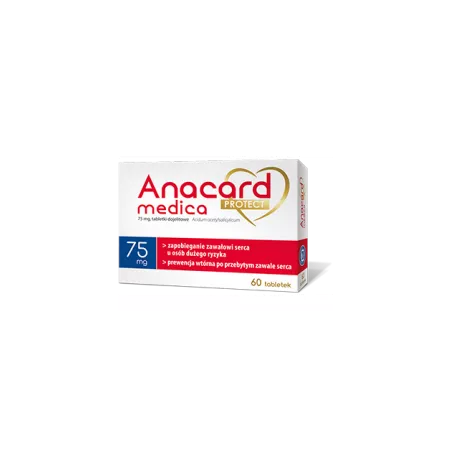 Anacard medica protect 75mg x 60 tabletek leki przeciwzakrzepowe PRZEDSIĘBIORSTWO PRODUKCJI FARMACEUTYCZNEJ HASCO-LEK S.A.