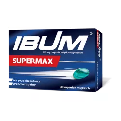 Ibum Supermax 600mg x 10 kapsułek miękkich tabletki przeciwbólowe PRZEDSIĘBIORSTWO PRODUKCJI FARMACEUTYCZNEJ HASCO-LEK S.A.