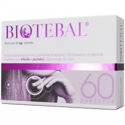 Biotebal tabletki 5mg x 60 tabletek Skóra Włosy i paznokcie WARSZAWSKIE ZAKŁ.FARM. POLFA S.A.