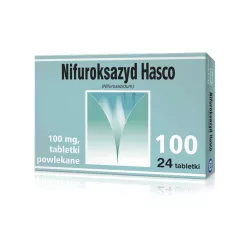 Nifuroksazyd Hasco tabletki powlekane 100mg x 24 tabletek biegunka PRZEDSIĘBIORSTWO PRODUKCJI FARMACEUTYCZNEJ HASCO-LEK S.A.