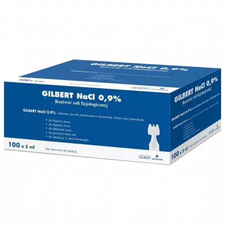 Gilbert NaCl 0.9% Roztwór soli fizjologiczna x 100 sztuk krople do oczu GLENMARK PHARMACEUTICALS SP. Z O.O.