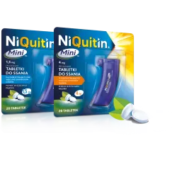 NiQuitin Mini tabletki do ssania 4mg x 20 tabletek ( data ważności 31.01.2026 ) leki na rzucenie palenia OMEGA PHARMA POLAND ...