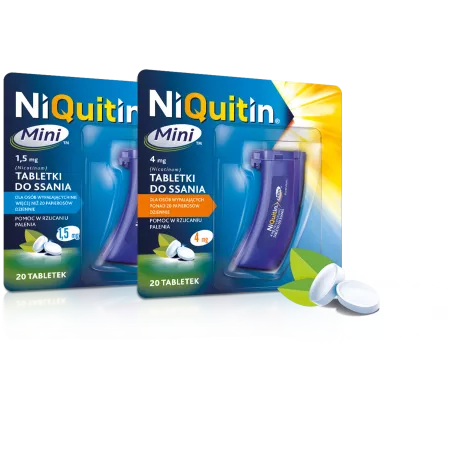 NiQuitin Mini tabletki do ssania 4mg x 20 tabletek leki na rzucenie palenia OMEGA PHARMA POLAND SP Z OO