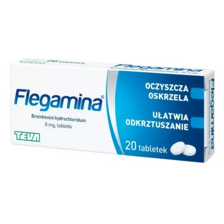 Flegamina tabletki 8mg x 20 tabletek leki na kaszel TEVA PHARMACEUTICALS POLSKA SP. Z O. O.