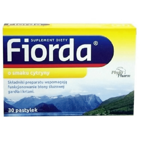 Fiorda smak cytrynowy pastylki x 30 sztuk leki na ból gardła i chrypkę PHYTOPHARM KLĘKA S.A.