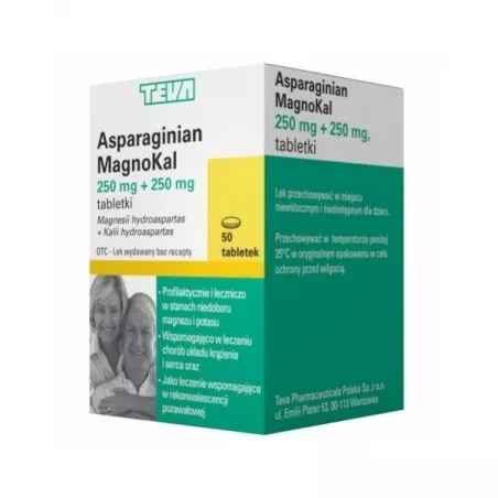 MagnoKal Asparginian 50 tabletek potas TEVA PHARMACEUTICALS POLSKA SP. Z O. O.