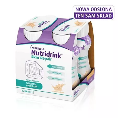 Nutridrink Skin Repair o smaku wanilii 4 x 200ml żywienie medyczne NUTRICIA POLSKA SP. Z O.O.