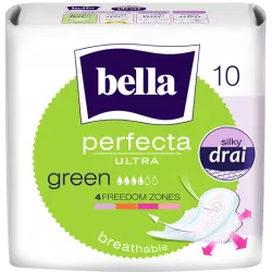 Bella Perfecta Green Silky Drai x 10 sztuk podpaski tampony kubki menstr. TORUŃSKIE ZAKŁ. MATERIAŁÓW OPATRUNKOWYCH S.A.