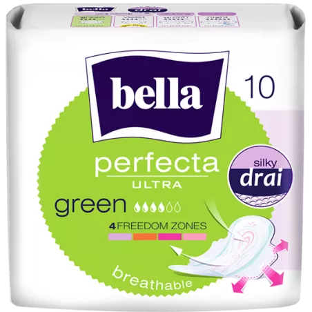 Bella Perfecta Green Silky Drai x 10 sztuk podpaski tampony kubki menstr. TORUŃSKIE ZAKŁ. MATERIAŁÓW OPATRUNKOWYCH S.A.