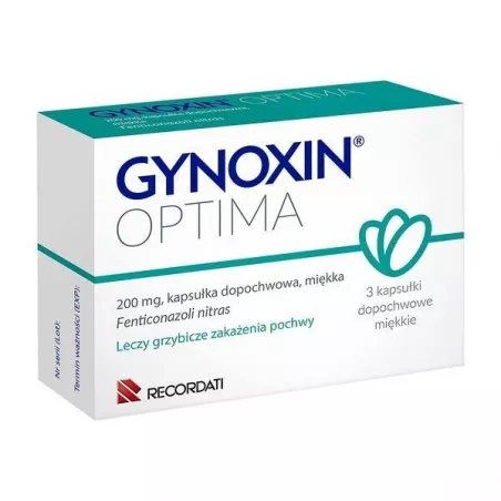 Gynoxin Optima 200mg x 3 kapsułki dopochwowe miękkie infekcje intymne RECORDATI POLSKA SP. Z O.O.