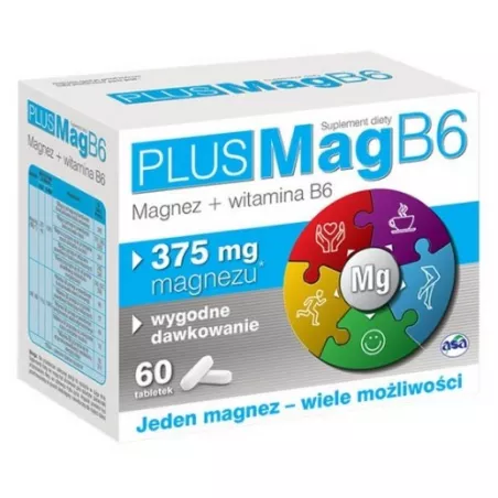 PlusMag B6 x 60 tabletek magnez ASA SP.Z O.O. GŁUBCZYCE
