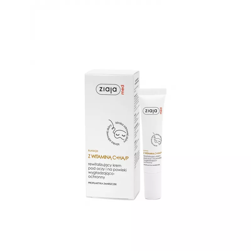 ZIAJA LTD. Z.P.L. SP. Z O.O. Ziaja Med  Kuracja z wit C+ HA/P  Rewitalizujący krem pod oczy i na powieki wygładzająco-ochronny  15 ml — Składniki i ocena
