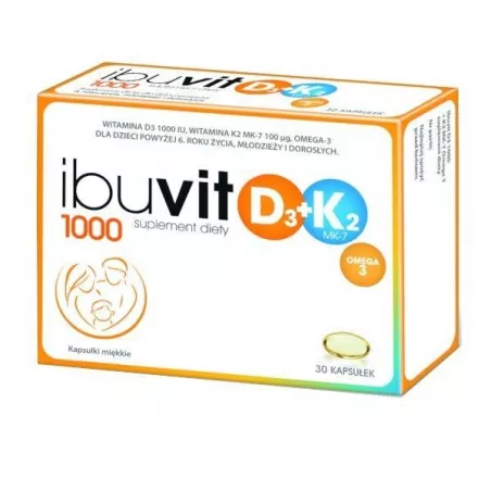 Witamina D Ibuvit D3 1000 + K2 MK7 Omega3 x 30 kapsułek witamina D ZAKŁADY FARMACEUTYCZNE POLPHARMA S.A.