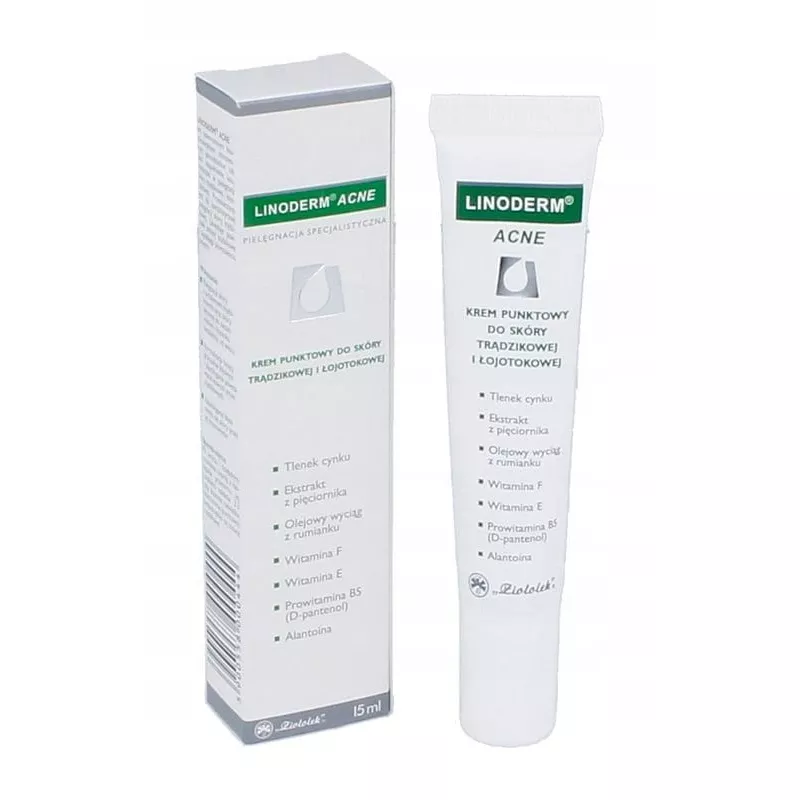 PRZEDS. FARMACEUTYCZNE "ZIOŁOLEK" SP. Z O.O. Linoderm Acne Krem punktowy do skóry trądzikowej i łojotokowej 15 ml — Składniki i ocena